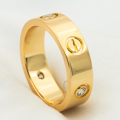 [Vicky]Liebesring 5,5 mm 3 Diamanten Roségold