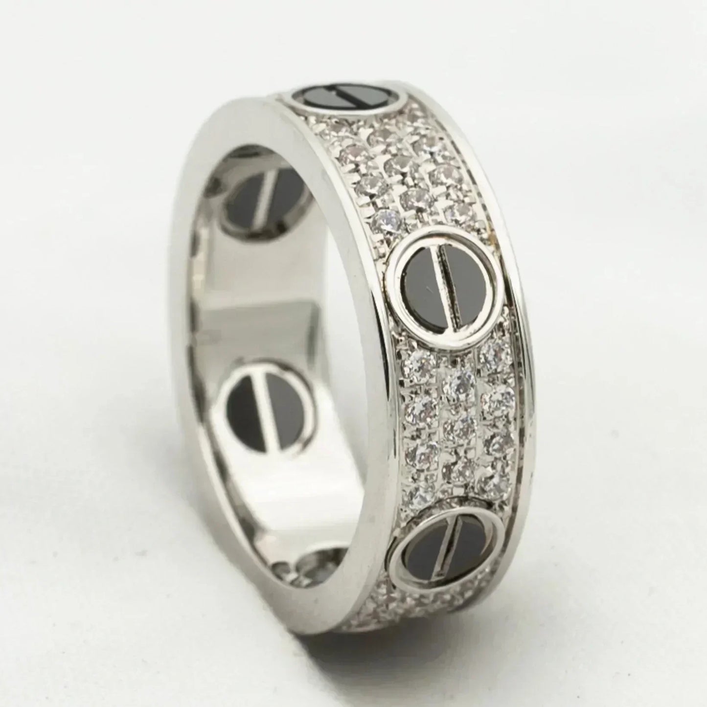 [Vicky] Liebesring 5,5 mm mit Diamanten besetzt, Keramik