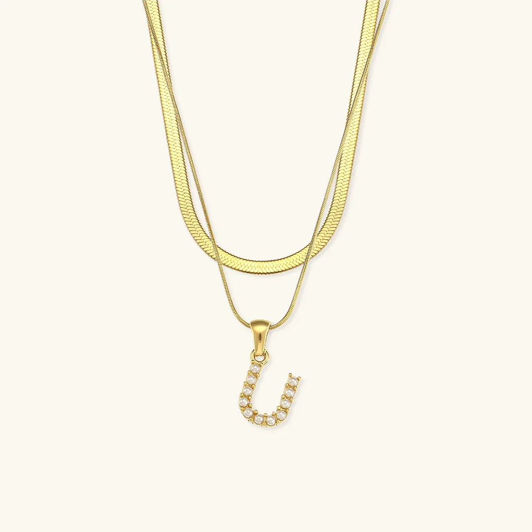 [Royal Vicky]Fiona Layered Gold Initial Letter Necklace