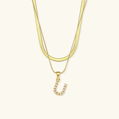 [Royal Vicky]Fiona Layered Gold Initial Letter Necklace