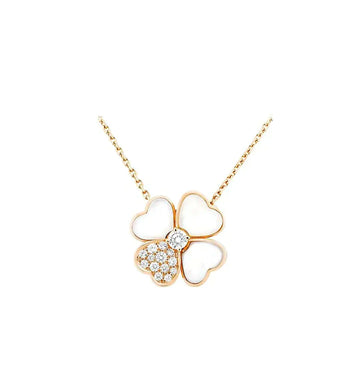 [Royal&Vicky]CLOVER MOP DIAMOND ROSE GOLD NECKLACE