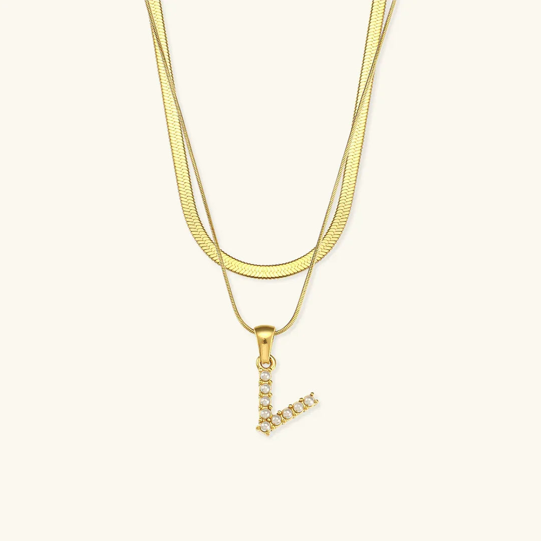 [Royal Vicky]Fiona Layered Gold Initial Letter Necklace