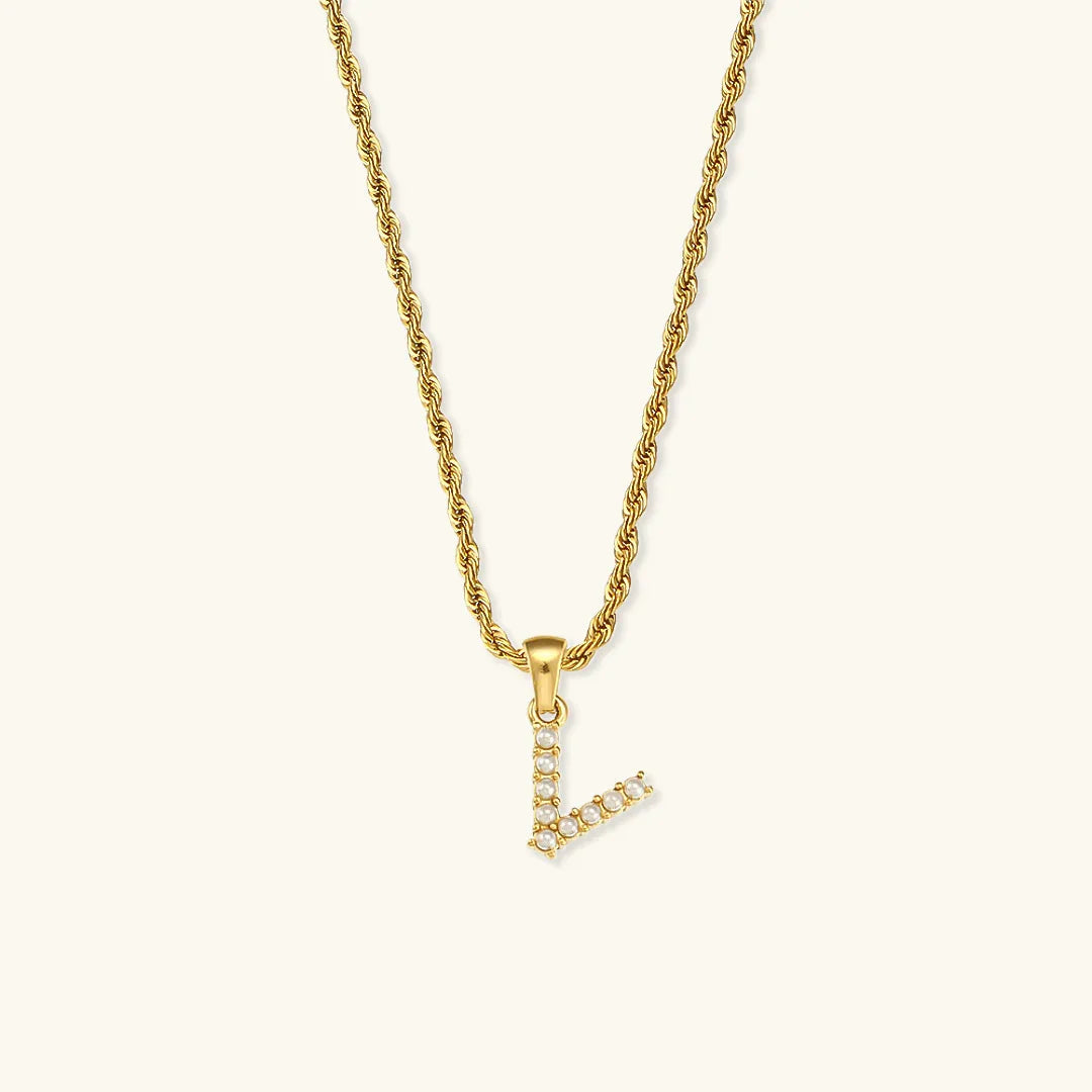 [Royal Vicky]Elodie Initial Letter Pearl Necklace