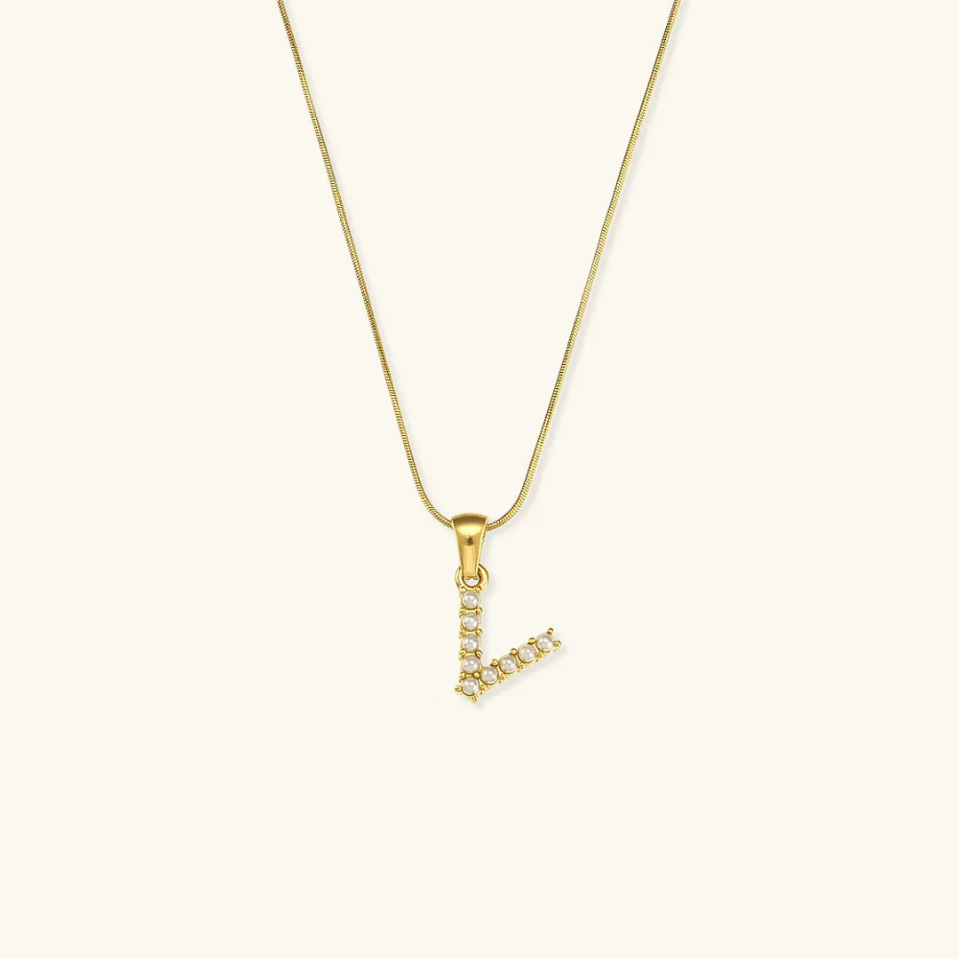 [Royal Vicky]Augustine Initial Letter Pearl Necklace