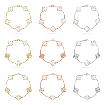 [Vicky]CLOVER WHITE PEARL MOP 5 MOTIF BRACELET COLLECTION