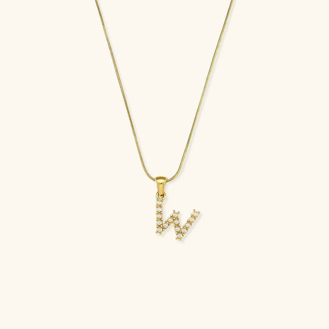 [Royal Vicky]Augustine Initial Letter Pearl Necklace