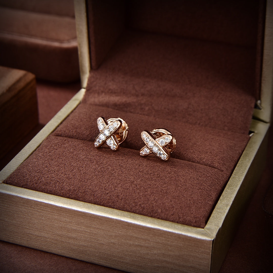 [Vicky]JEUX DE GOLD DIAMANT OHRRINGE