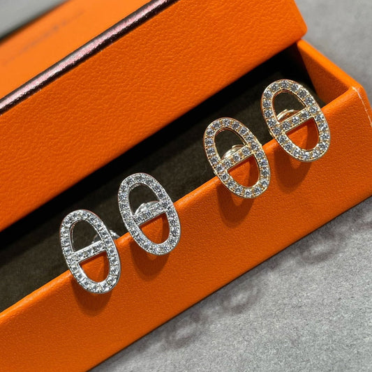 [Vicky]HM FULL DIAMOND PIG NOSE STUD EARRINGS