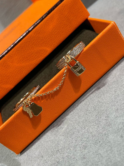 [Vicky]HM KELLY CLOCHETTE DOPPELRING MIT DIAMANTEN