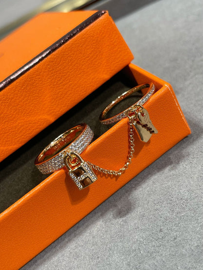 [Vicky]HM KELLY CLOCHETTE DOPPELRING MIT DIAMANTEN