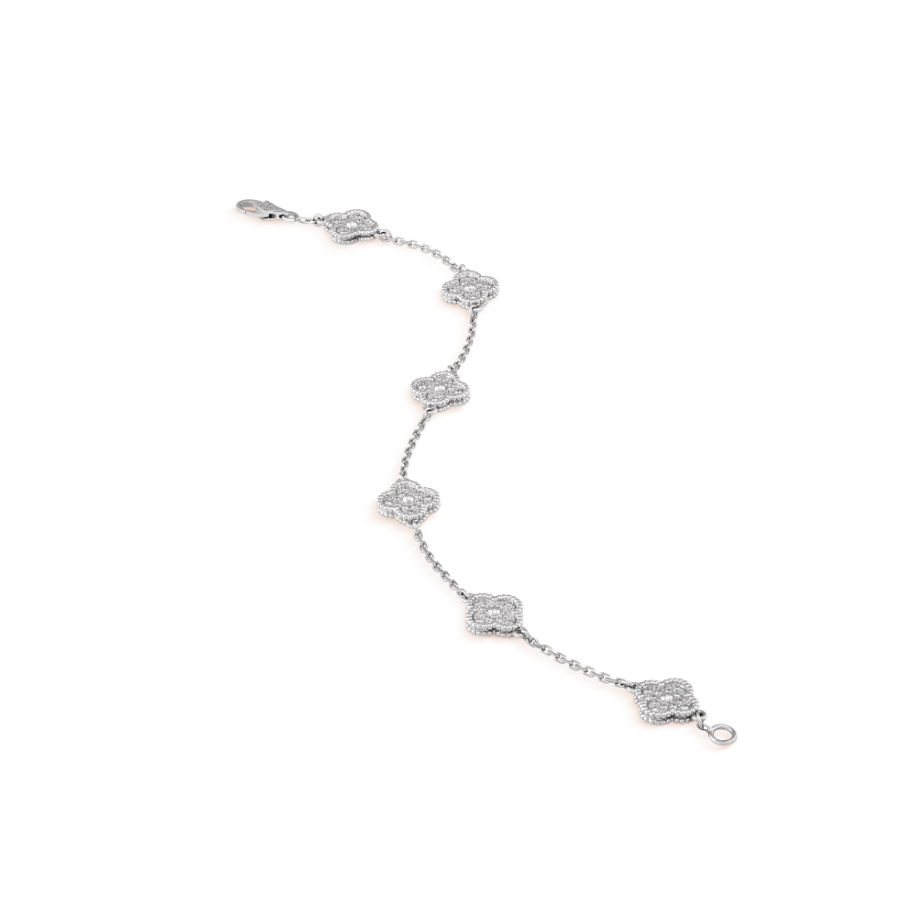 [Vicky]CLOVER 6 MOTIF SILVER DIAMOND BRACELET