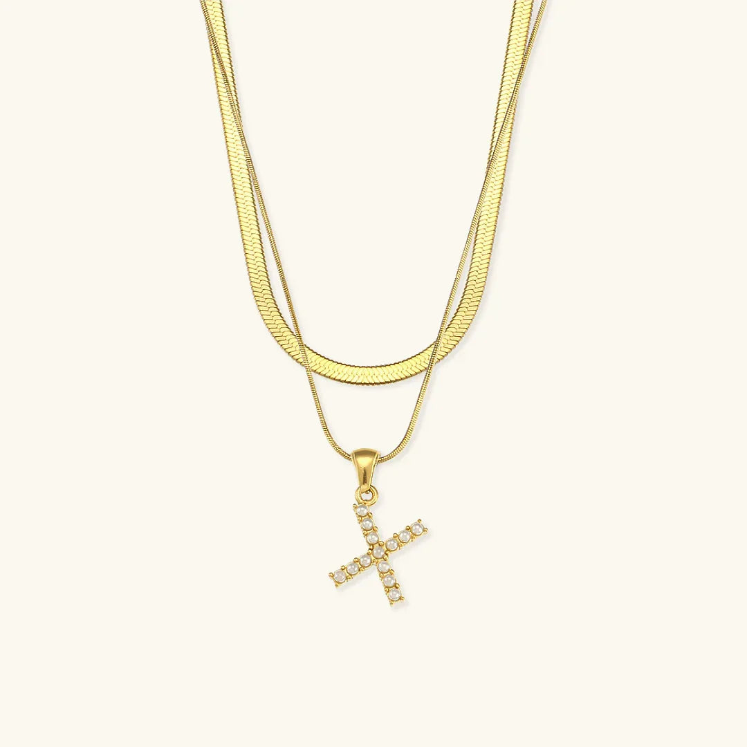 [Royal Vicky]Fiona Layered Gold Initial Letter Necklace