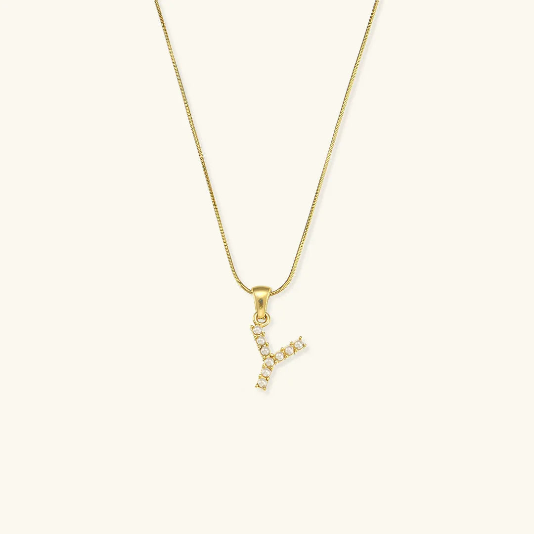 [Royal Vicky]Augustine Initial Letter Pearl Necklace