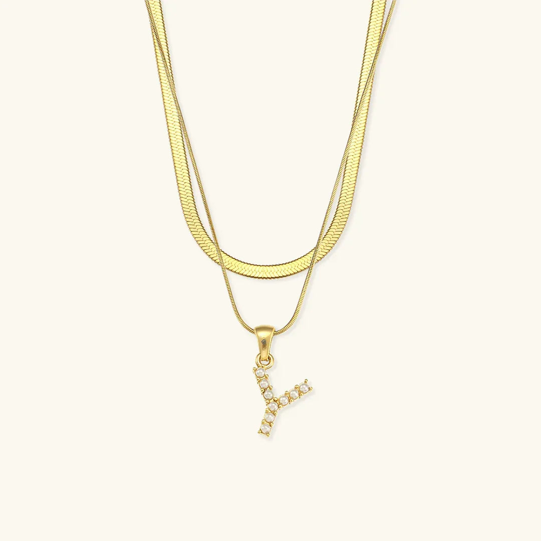 [Royal Vicky]Fiona Layered Gold Initial Letter Necklace