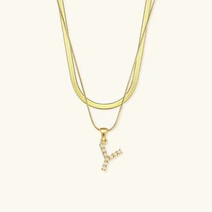 [Royal Vicky]Fiona Layered Gold Initial Letter Necklace