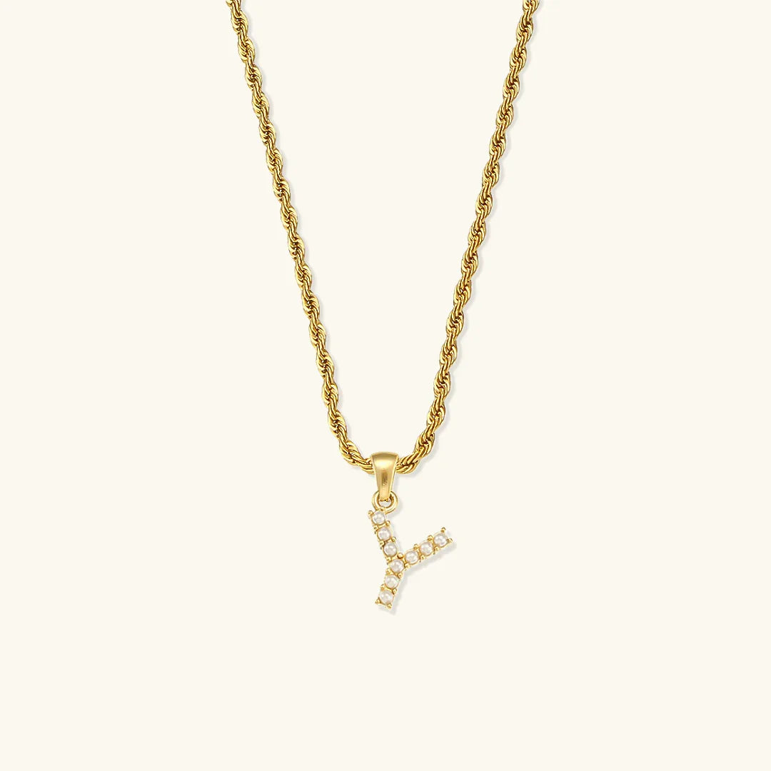 [Royal Vicky]Elodie Initial Letter Pearl Necklace