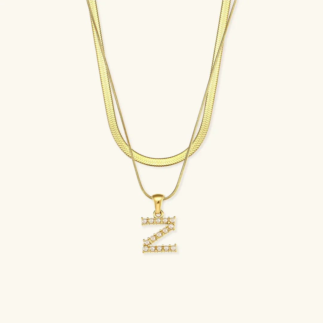 [Royal Vicky]Fiona Layered Gold Initial Letter Necklace