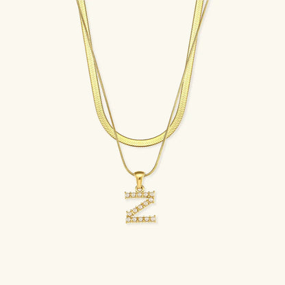 [Royal Vicky]Fiona Layered Gold Initial Letter Necklace