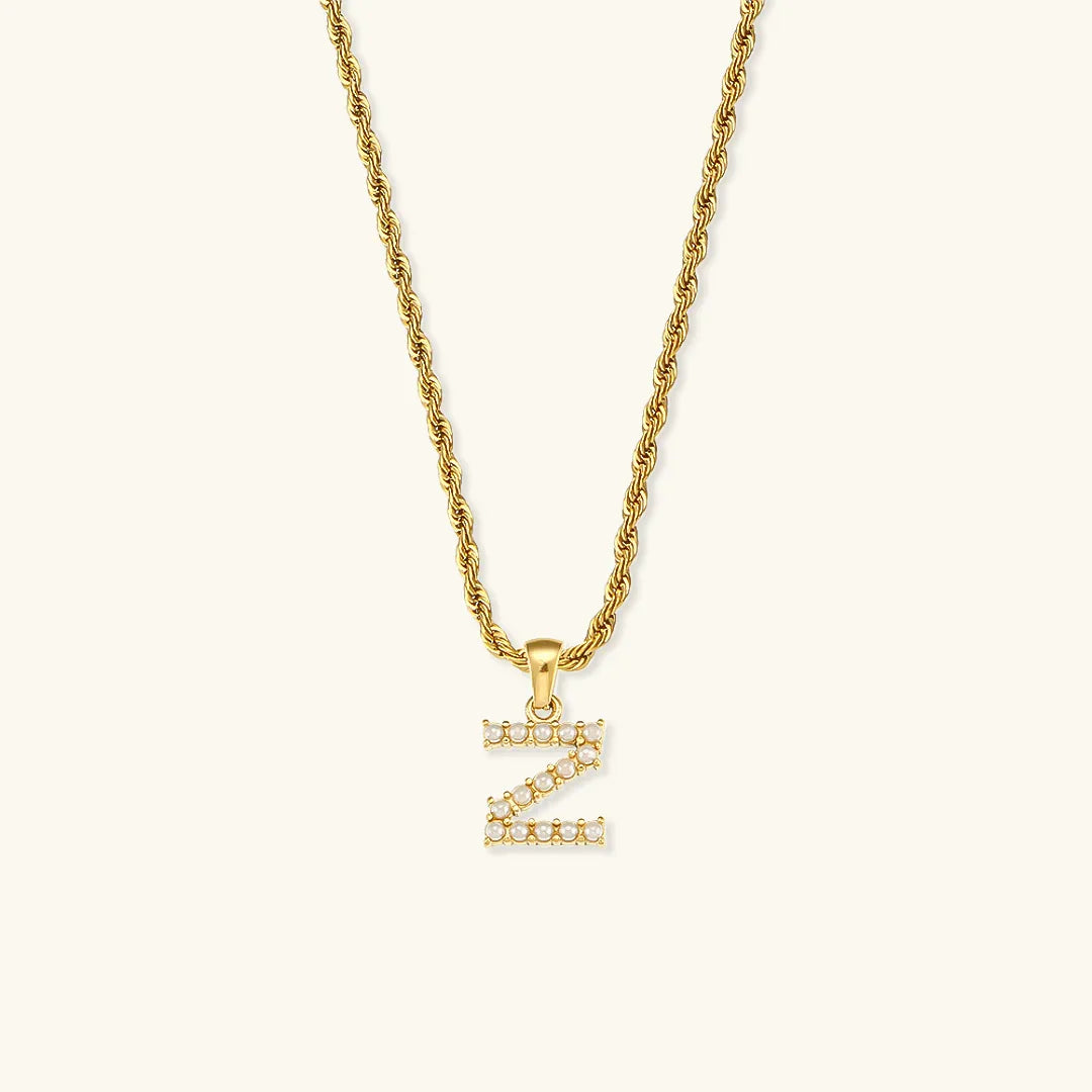 [Royal Vicky]Elodie Initial Letter Pearl Necklace