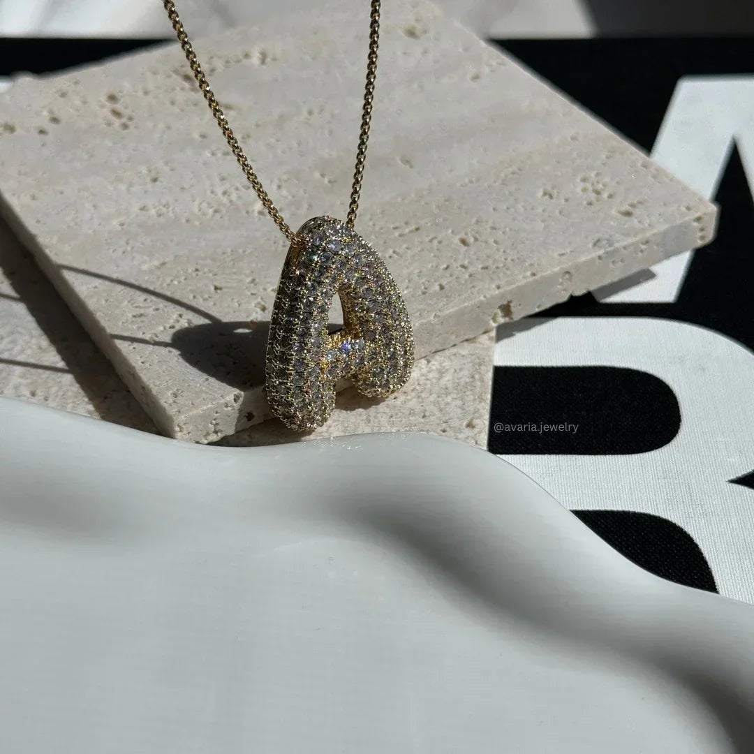 [Royal Vicky]Bubble Initial Diamond Necklace