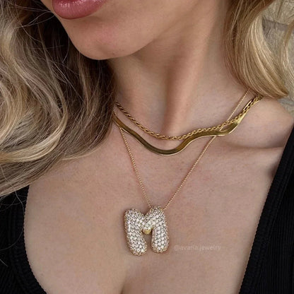 [Royal Vicky]Bubble Initial Diamond Necklace