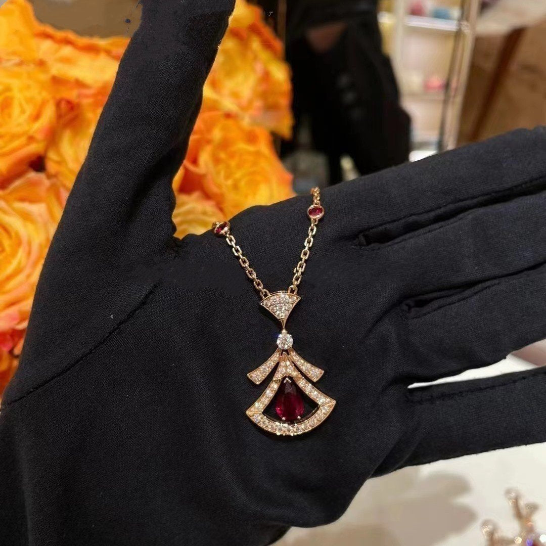 [Vicky]DREAM NECKLACE CARNELIAN DIAMOND PINK GOLD