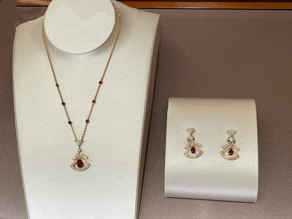 [Vicky]DREAM NECKLACE CARNELIAN DIAMOND PINK GOLD