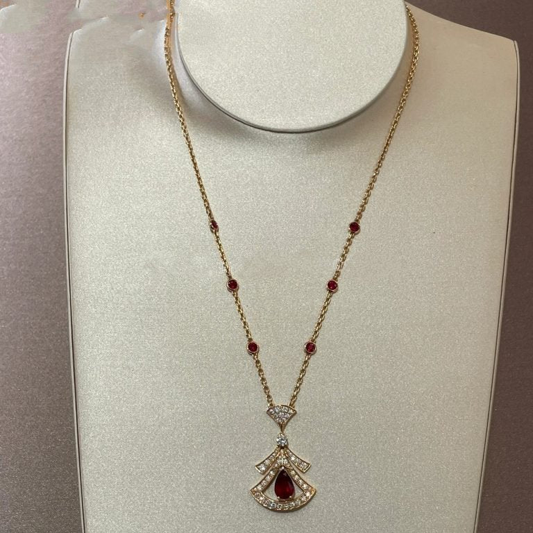 [Vicky]DREAM NECKLACE CARNELIAN DIAMOND PINK GOLD