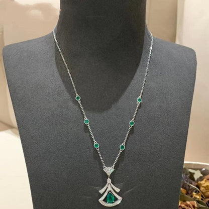 [Vicky]DREAM NECKLACE MALACHITE DIAMOND SILVER