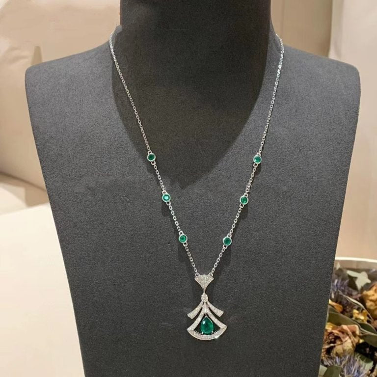 [Vicky]DREAM NECKLACE MALACHITE DIAMOND SILVER