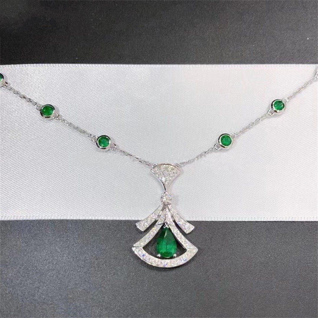 [Vicky]DREAM NECKLACE MALACHITE DIAMOND SILVER