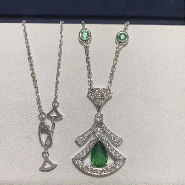 [Vicky]DREAM NECKLACE MALACHITE DIAMOND SILVER