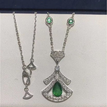 [Vicky]DREAM NECKLACE MALACHITE DIAMOND SILVER
