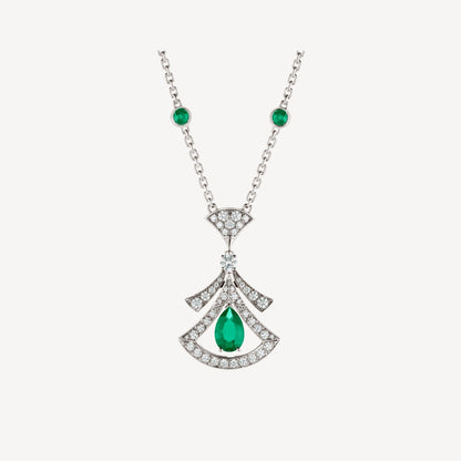 [Vicky]DREAM NECKLACE MALACHITE DIAMOND SILVER