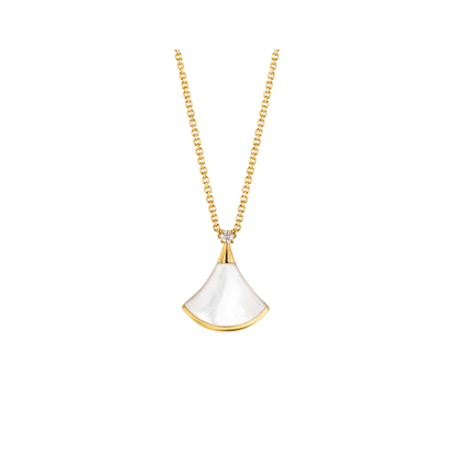 [Vicky]DREAM NECKLACE WHITE MOP GOLD 1 DIAMOND