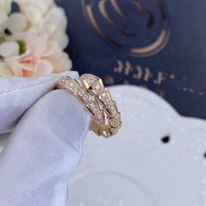 [Vicky]SERPENTI RING ROTGOLD DIAMANT GEPAART 4MM