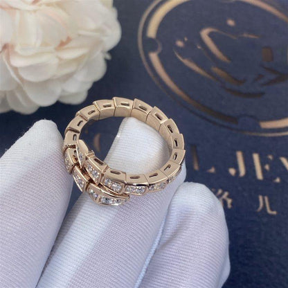 [Vicky]SERPENTI RING ROTGOLD DIAMANT GEPAART 4MM