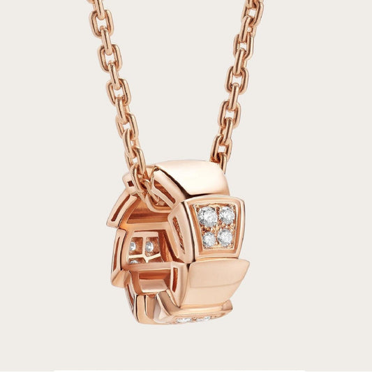 [Vicky]SERPENTI PEDANT DIAMOND PINK GOLD NECKLACE
