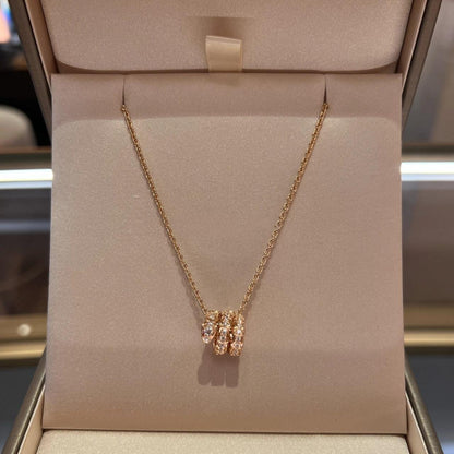 [Vicky]SERPENTI PINK GOLD NECKLACE DOUBLE RING DIAMOND