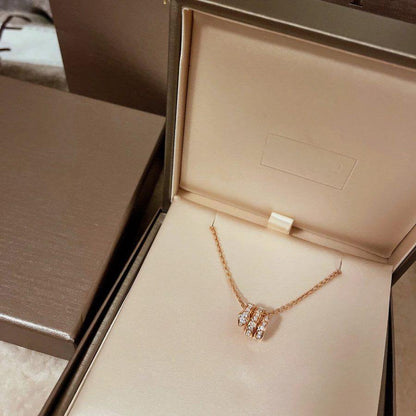 [Vicky]SERPENTI PINK GOLD NECKLACE DOUBLE RING DIAMOND