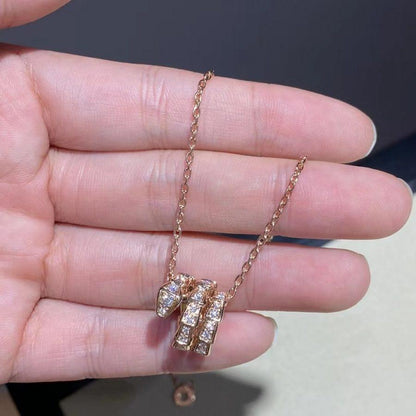 [Vicky]SERPENTI PINK GOLD NECKLACE DOUBLE RING DIAMOND