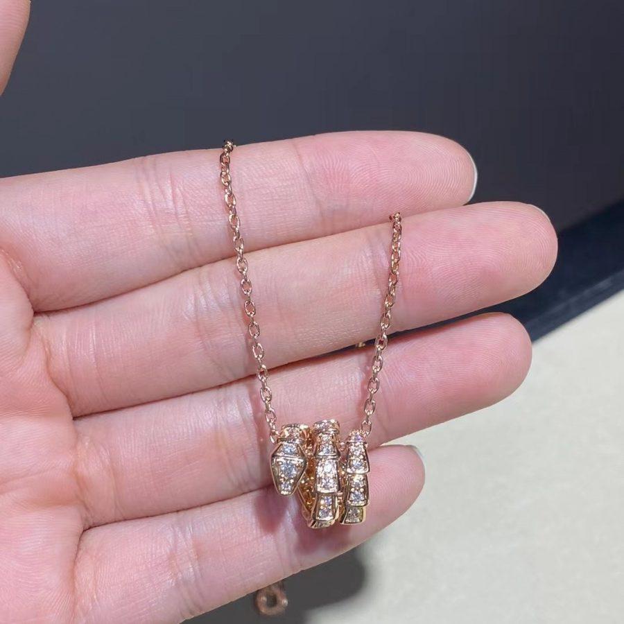 [Vicky]SERPENTI PINK GOLD NECKLACE DOUBLE RING DIAMOND