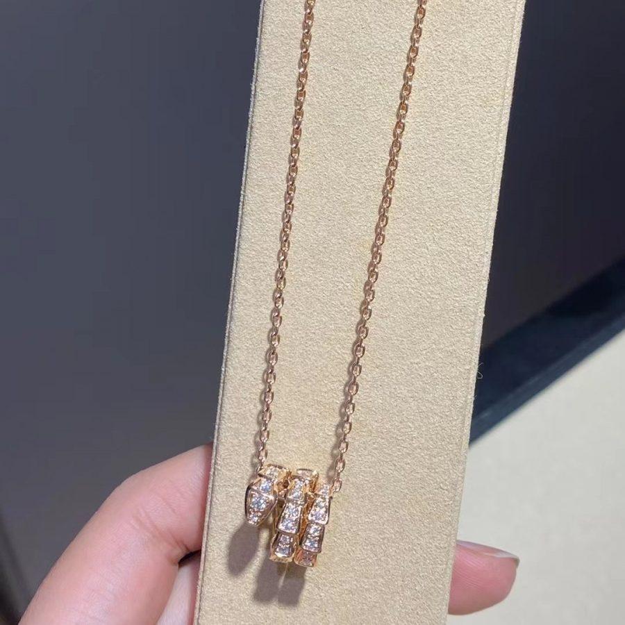 [Vicky]SERPENTI PINK GOLD NECKLACE DOUBLE RING DIAMOND