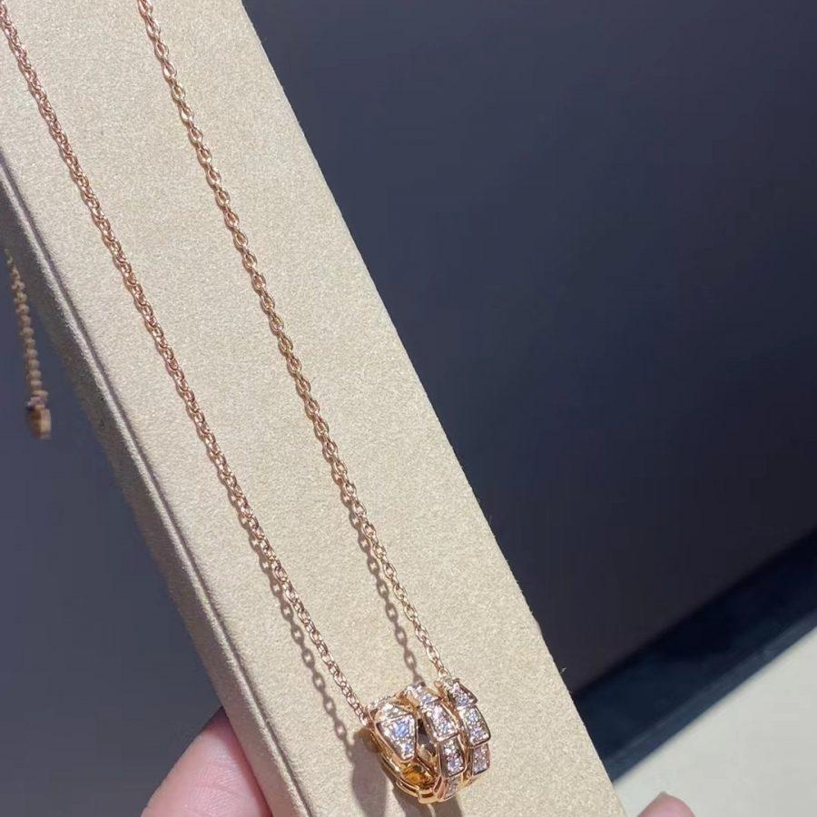 [Vicky]SERPENTI PINK GOLD NECKLACE DOUBLE RING DIAMOND