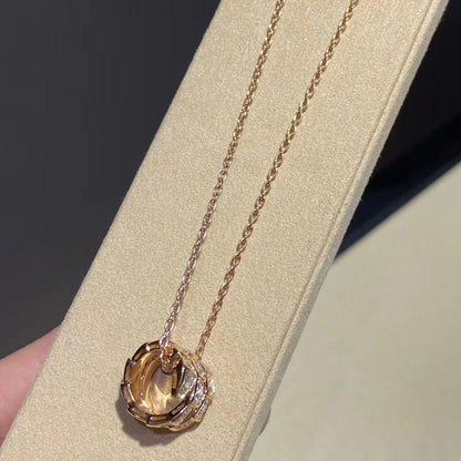 [Vicky]SERPENTI PINK GOLD NECKLACE DOUBLE RING DIAMOND