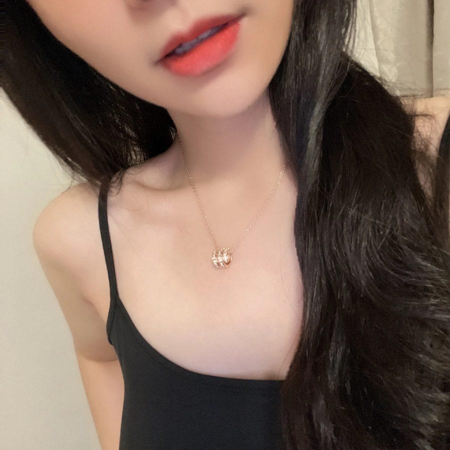 [Vicky]SERPENTI PINK GOLD NECKLACE DOUBLE RING DIAMOND