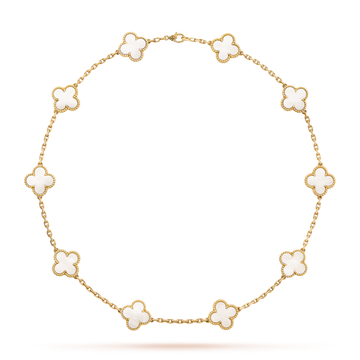 [Royal&Vicky]CLOVER 10 MOTIFS WHITE MOTHER OF PEARL NECKLACE