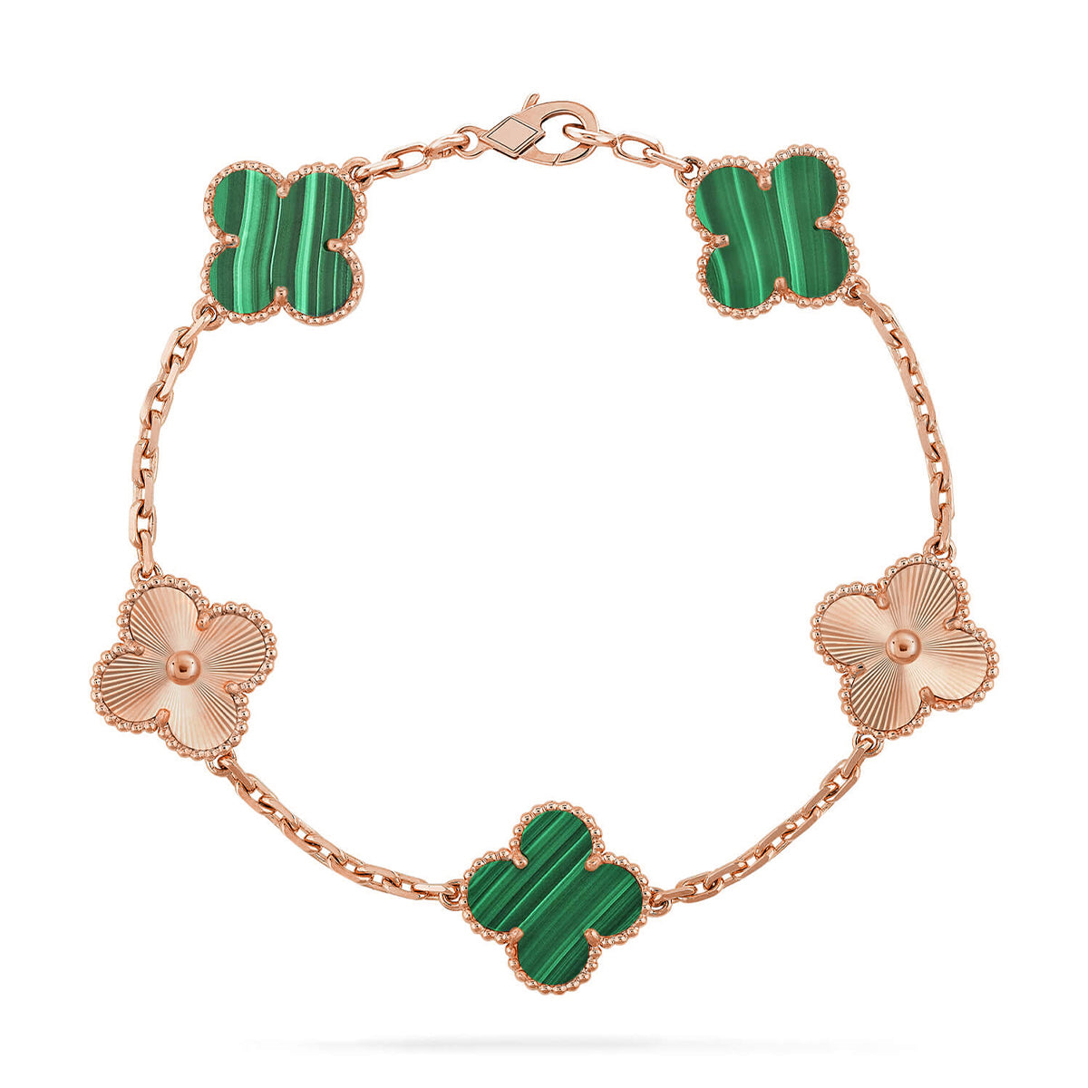 [Vicky] CLOVER 5 MOTIF MALACHITE BRACELET COLLECTION