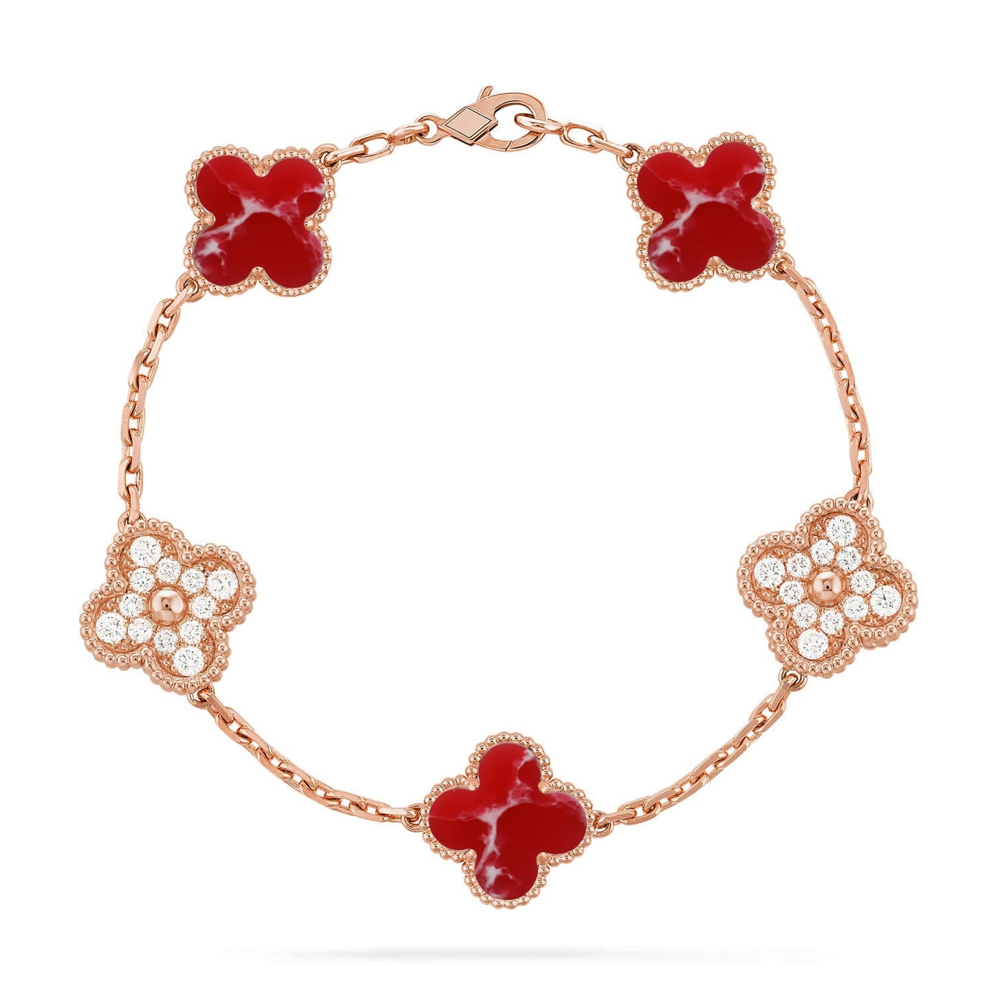 [Vicky]CLOVER 5 MOTIF RED PATTERN BRACELET COLLECTION