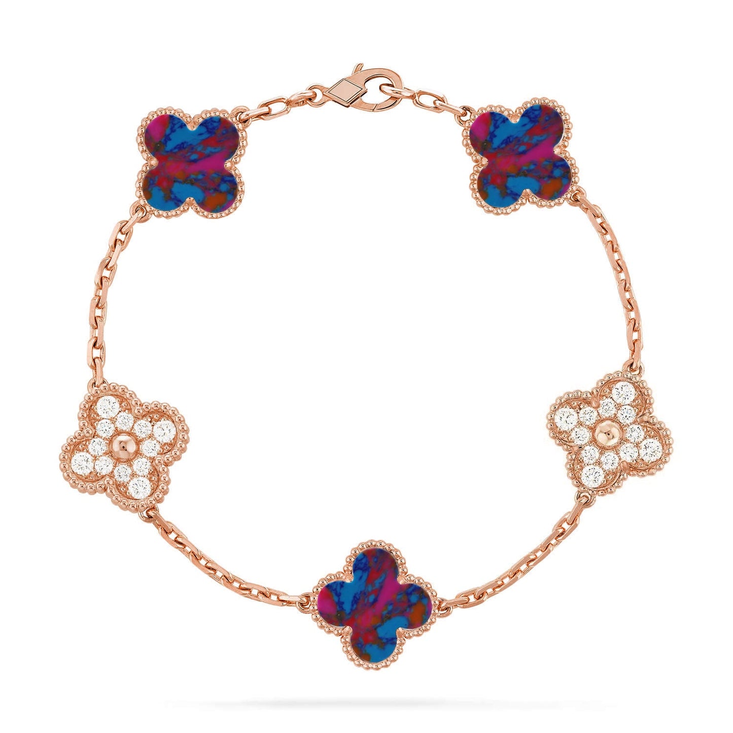 [Vicky]CLOVER 5 MOTIF COLOR GEMSTONES BRACELET COLLECTION